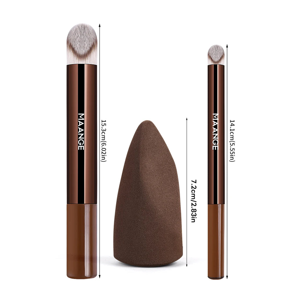 MAANGE 3-Piece Makeup Brush Set – Foundation, Concealer & Eyeshadow Makeup Brush Set QXL