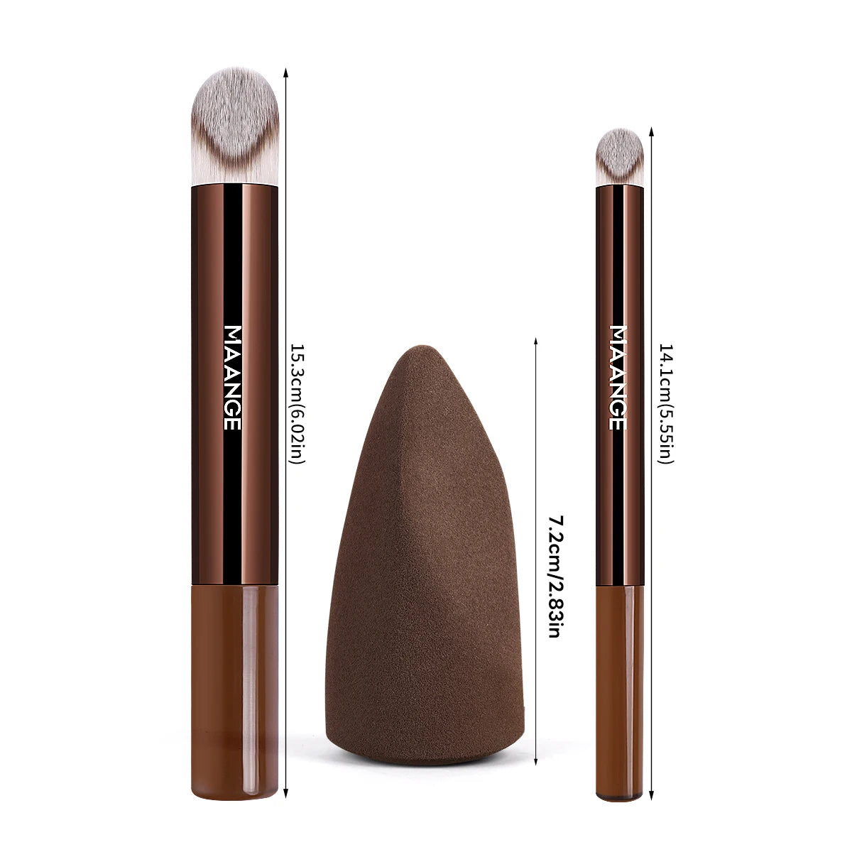 MAANGE 3-Piece Makeup Brush Set – Foundation, Concealer & Eyeshadow Makeup Brush Set QXL