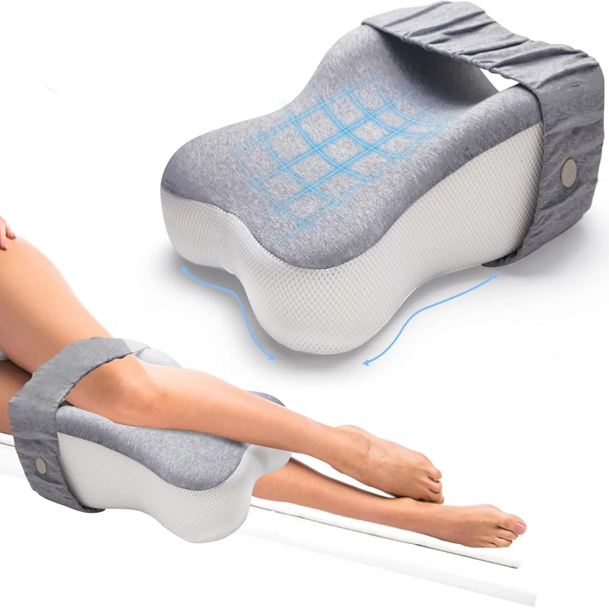 Memory Foam Knee Pillow for Side Sleepers & Pregnancy Support Knee Support Pillow QXL Light Grey 13.8x9.8x5.3 inch