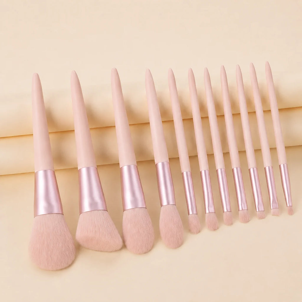 11-Piece Pink Makeup Brush Set with Storage Bag | Soft Bristles Makeup Brush Set QXL 11pcs