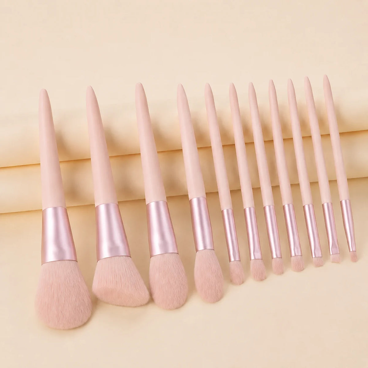 11-Piece Pink Makeup Brush Set with Storage Bag | Soft Bristles Makeup Brush Set QXL 11pcs
