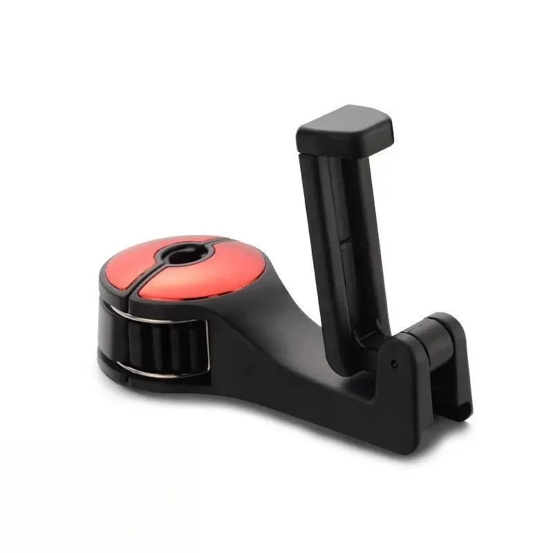 2-in-1 Car Headrest Hook & Phone Holder | Hidden Lock Design Car Headrest Hook QXL Red