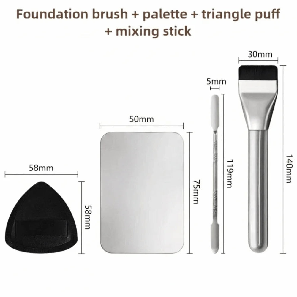 5-Pc Foundation Brush & Mixing Palette Makeup Tool Kit Makeup Brush Set QXL