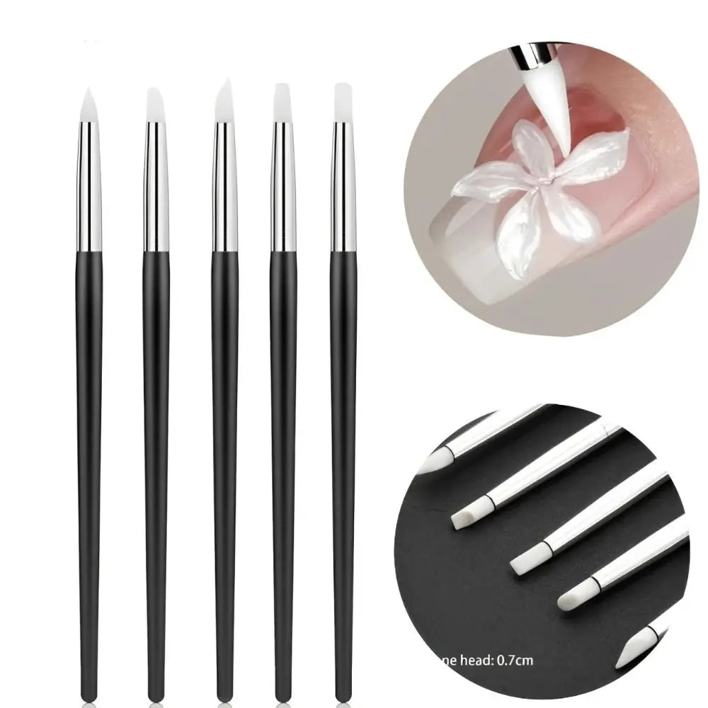 5-Piece Silicone Nail Art Brush & Dotting Tool Set Nail Art Brush Set QXL