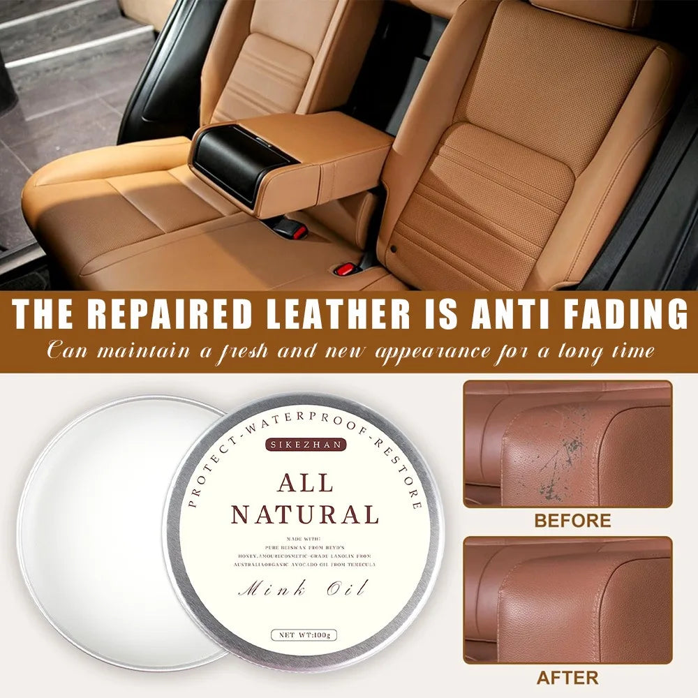 Leather Mink Oil Cream 100g | Car Seat & Sofa Care Leather Care Cream QXL