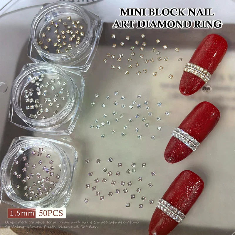 50-Pack Mini Square Zircon Flatback Rhinestones for Nail Art Nail Art Rhinestones QXL