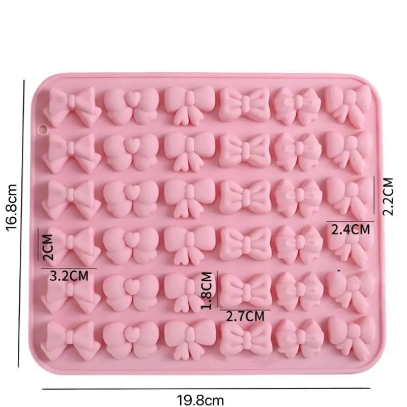 36-Cavity Bow Silicone Mold – 6 Shapes Chocolate & Fondant Silicone Baking Mold QXL