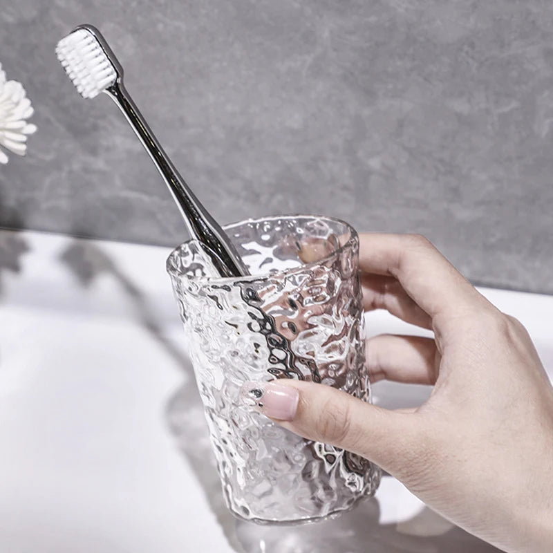 Transparent Plastic Toothbrush Cup with Handle | Bathroom Mug Bathroom Toothbrush Cup QXL
