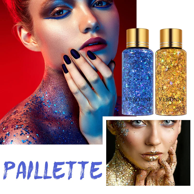 9-Color Chunky Glitter Eyeshadow | Festival Body Shimmer Glitter Eyeshadow QXL