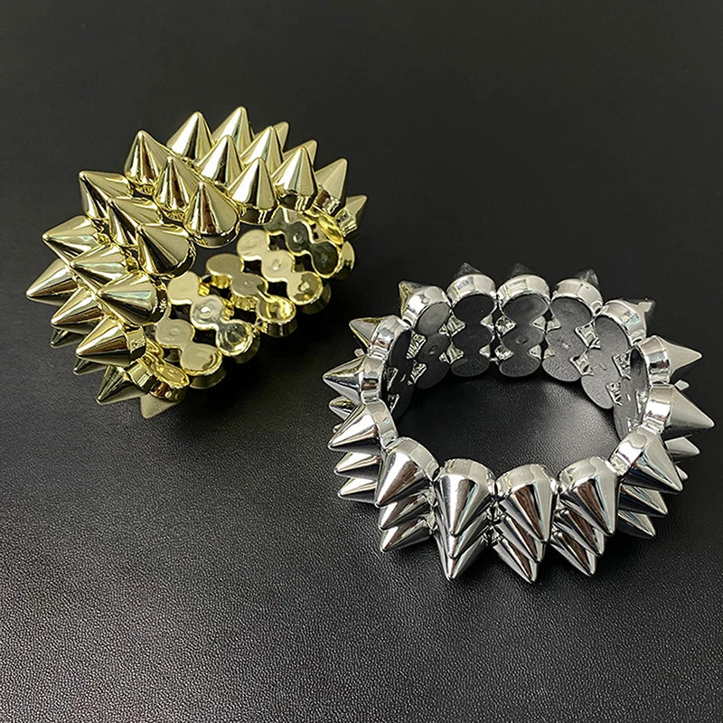 Y2K Triple Layer Spiked Bracelet | Punk Goth Charm Bracelet Punk Charm Bracelet QXL