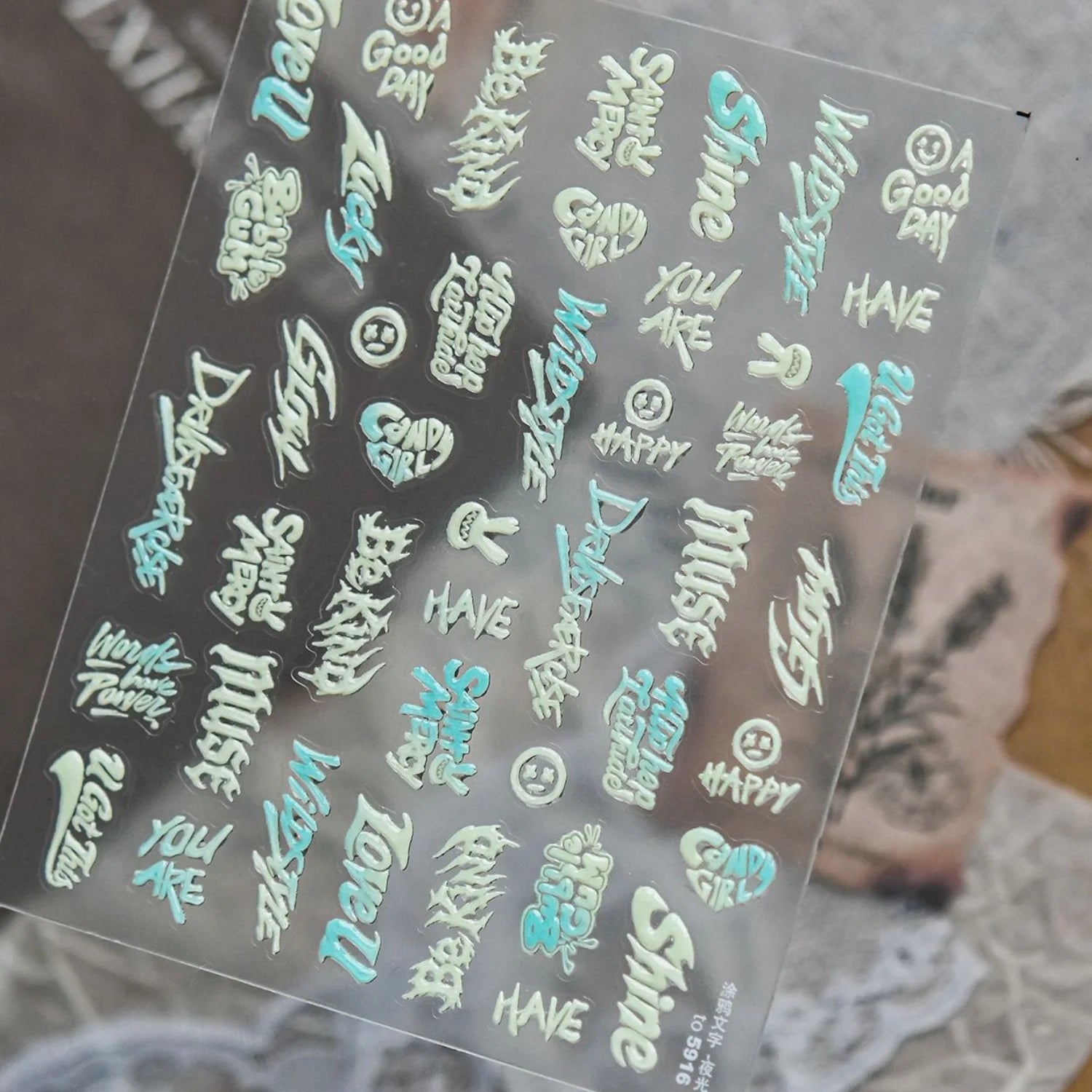 5D Glow-in-Dark Nail Stickers | Graffiti Hip Hop Decals Nail Art Stickers QXL