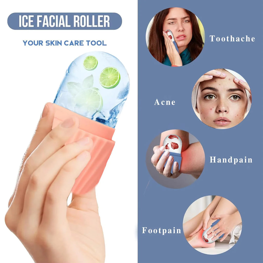 4-Piece Facial Beauty Set | Ice Roller, Gua Sha & Face Brush Facial Skincare Tool Set QXL