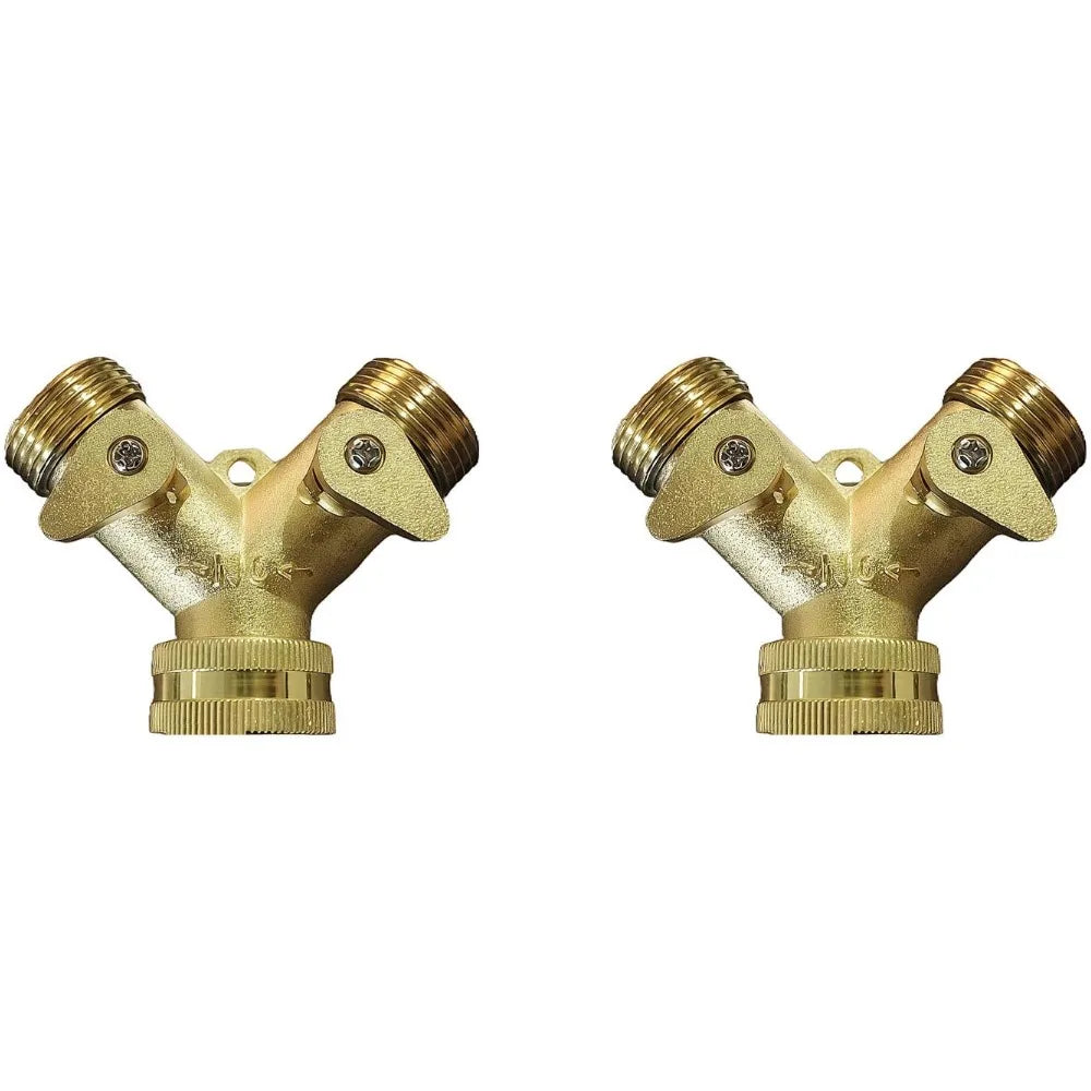 Y-Shape Garden Hose Splitter 3/4" | Dual Valve Zinc Alloy Garden Hose Splitter QXL 2PCS