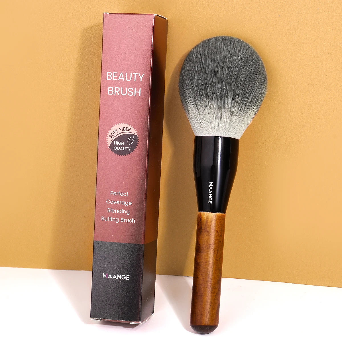 MAANGE Large Soft Powder Brush | Dense Synthetic Face Brush Powder Makeup Brush QXL Brown