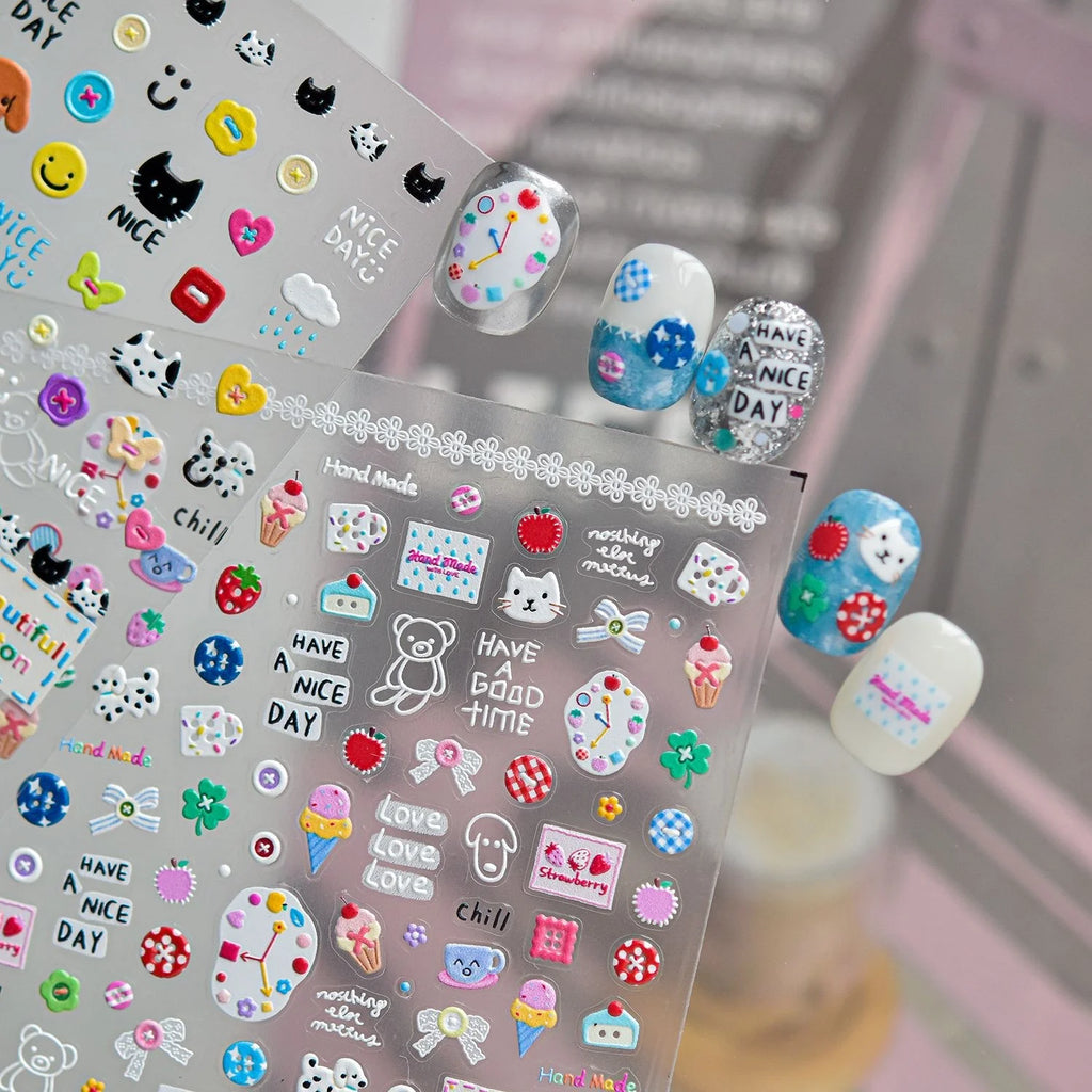 5D Nail Art Stickers – Bear, Clover & Retro Decals | NAILFYOU Nail Art Stickers QXL