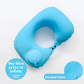 Inflatable U-Shaped Travel Pillow with Press Pump | Neck Support Inflatable Travel Pillow QXL Blue
