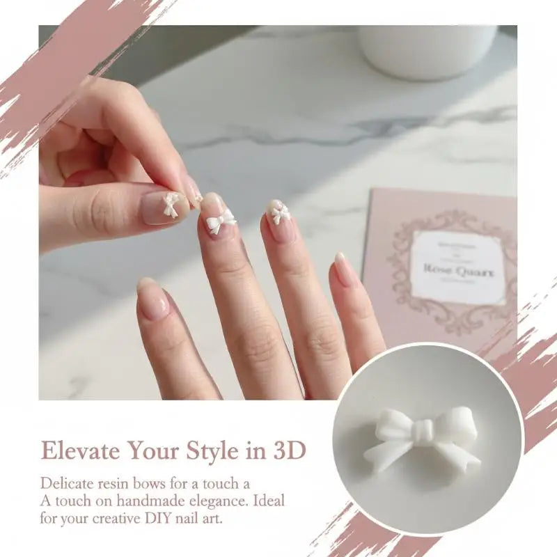 50-Pack 3D Bowknot Resin Nail Art Charms | DIY Manicure Nail Art Charms QXL