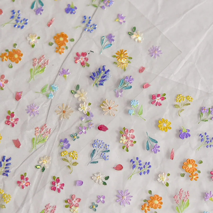 5D Wildflower Nail Art Stickers | Floral Transfer Decals Nail Art Stickers QXL