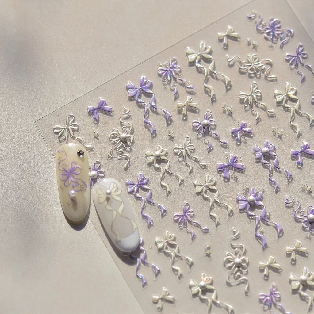5D Bowknot Ribbon Jelly Nail Art Stickers | Manicure Decals Nail Art Stickers QXL