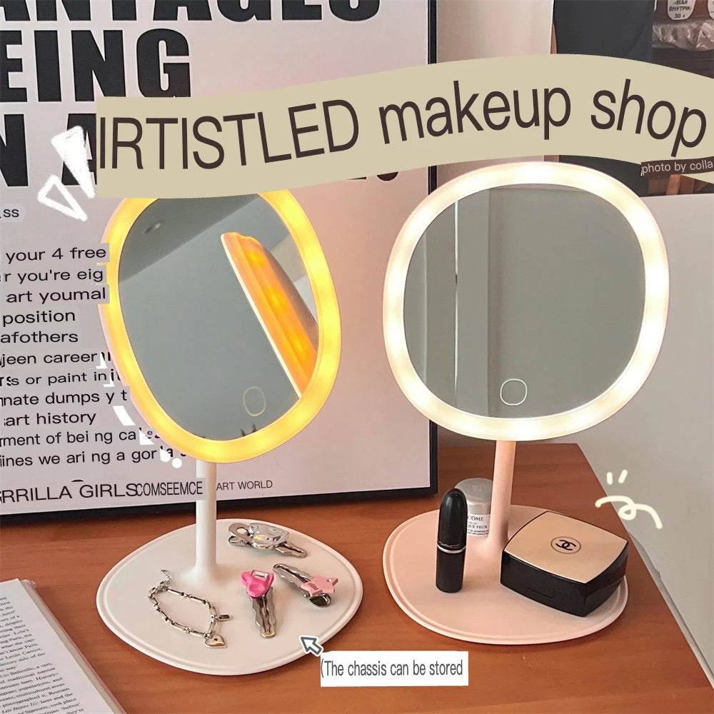 LED Vanity Mirror 3 Brightness Settings | Portable Desktop LED Vanity Mirror QXL