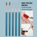 5-Piece Nail Art Brush Set | Teal Handle & Silver Ferrule Nail Art Brush Set QXL Blue