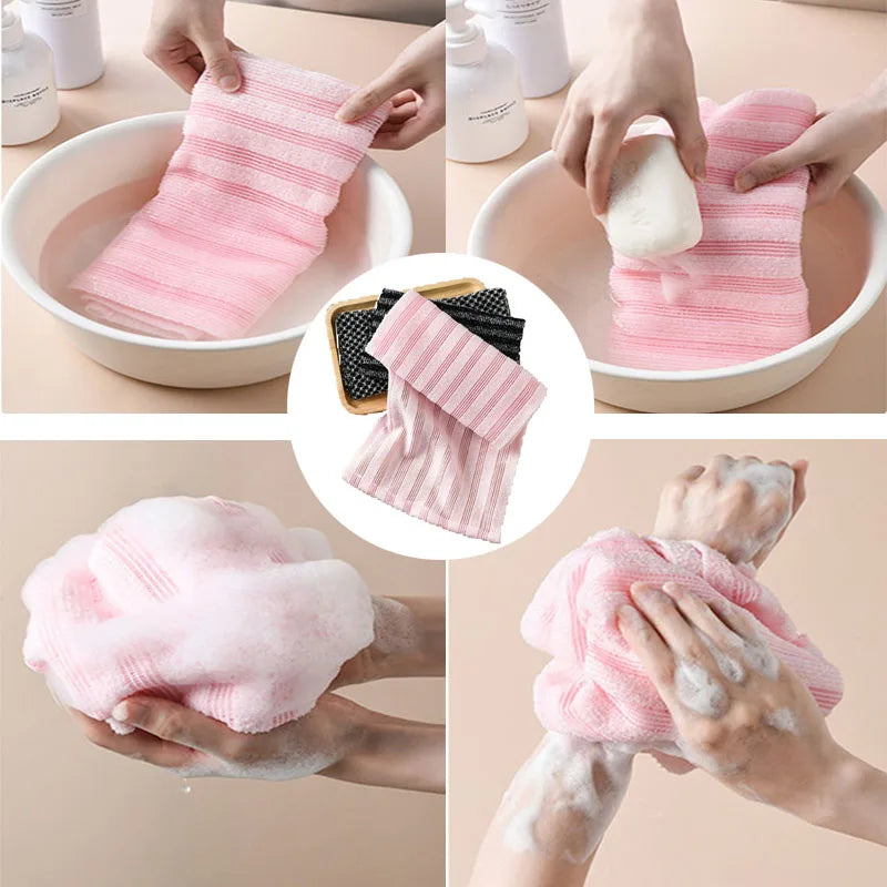 Japanese Exfoliating Bath Washcloth & Back Scrubber | Nylon Bath Scrubber Washcloth QXL