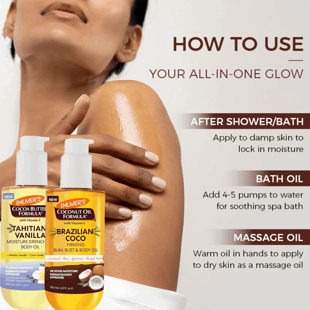 192ml Coconut Oil & Vanilla Body Oil – Deep Moisturizing Skin Body Oil QXL