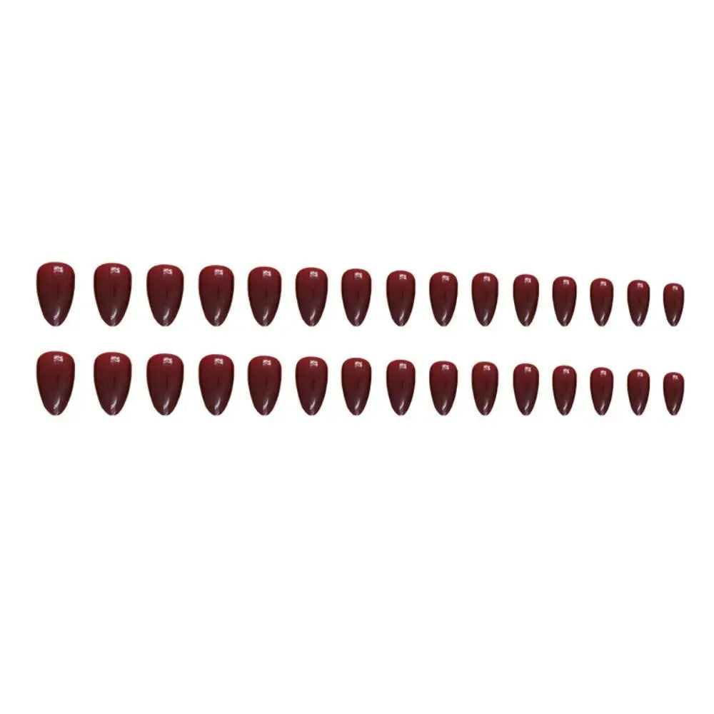 24-Pack Long Almond Press-On Nails – French Cherry Red Tips Press-On Nail Tips QXL
