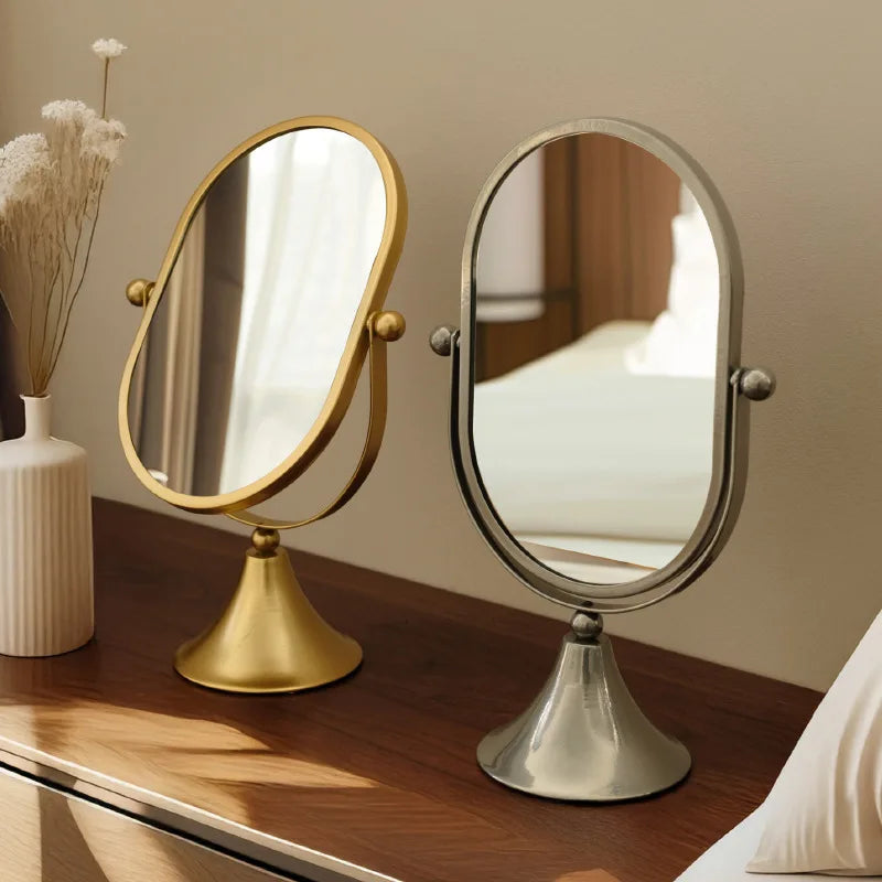 Retro Wrought Iron Standing Vanity Mirror | Minimalist Desk Standing Vanity Mirror QXL