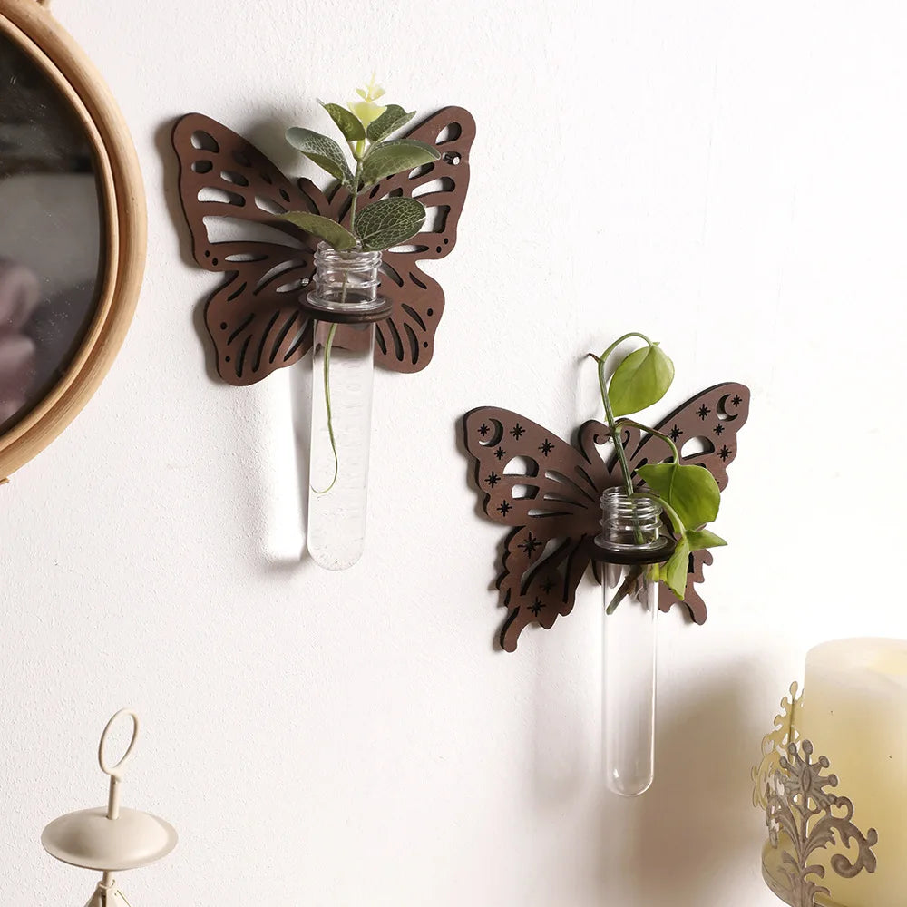 Butterfly Wall-Mounted Glass Vase & Aromatherapy Holder Wall Vase Decor QXL