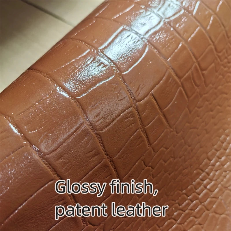 1.5mm Brown Crocodile Grain Cowhide Top-Grain Leather | DIY Craft Leather Hide QXL