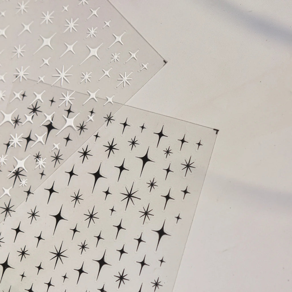 5D Embossed Star Nail Stickers | Sparkly Self-Adhesive Decals Nail Art Stickers QXL