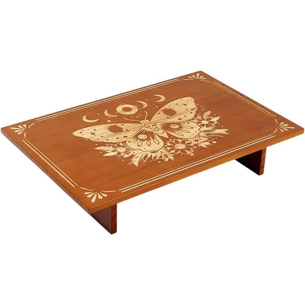 Butterfly Moon Phase Wooden Altar Table 12x7.8" | Wiccan Shrine Wooden Altar Table QXL