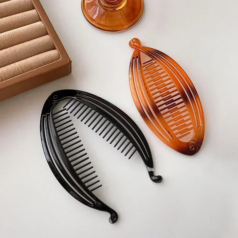 Fish-Shaped Banana Clip & Beaded Side Comb Hair Set Hair Clip Set QXL
