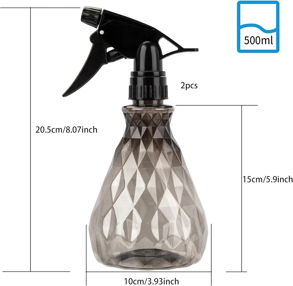 2-Pack 500ml Adjustable Mist & Stream Refillable Spray Bottles Refillable Spray Bottle QXL