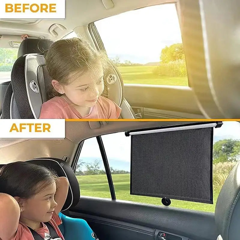 Retractable Car Side Window Sunshade | UV Mesh Curtain Car Window Sunshade QXL