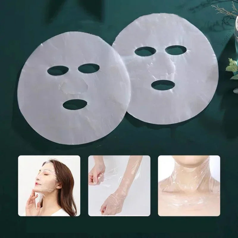 100-Pack Disposable PE Face & Neck Mask Wrap Film | Skincare Disposable Mask Wrap QXL