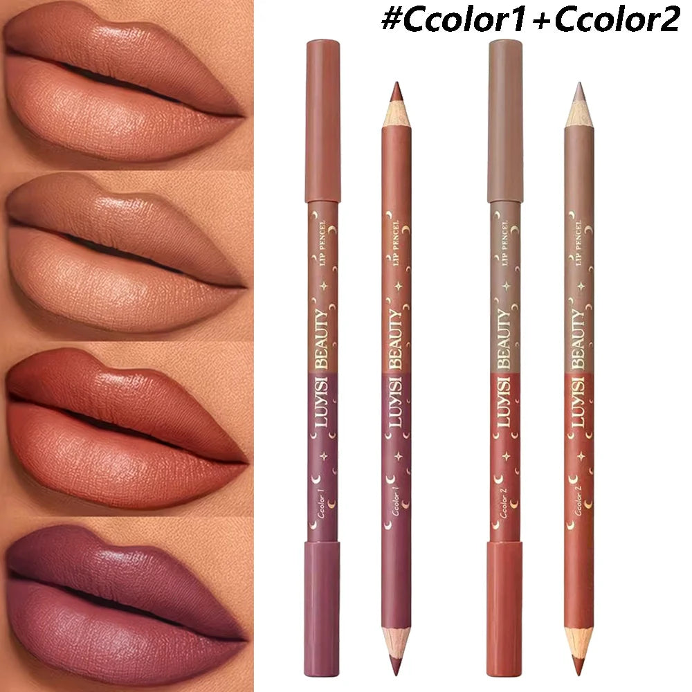 3-Piece Lip Liner Set – 2 Double-Tip Liners + Sharpener Lip Liner Set QXL set 3 No Sharpener