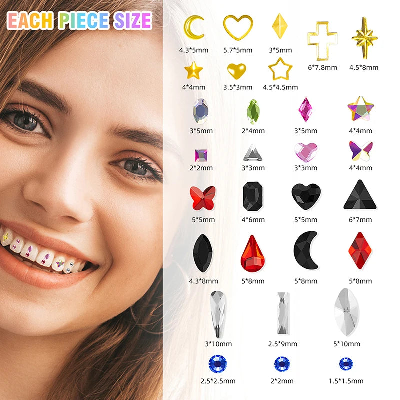 DIY Tooth Gems Crystal Kit | Acrylic Teeth Jewelry Set Tooth Gems Kit QXL