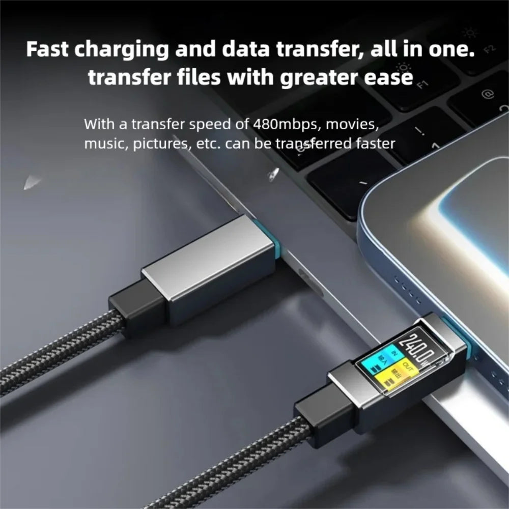 100W USB-C to USB-C Fast Charging Cable 1.5m Braided USB-C Charging Cable QXL