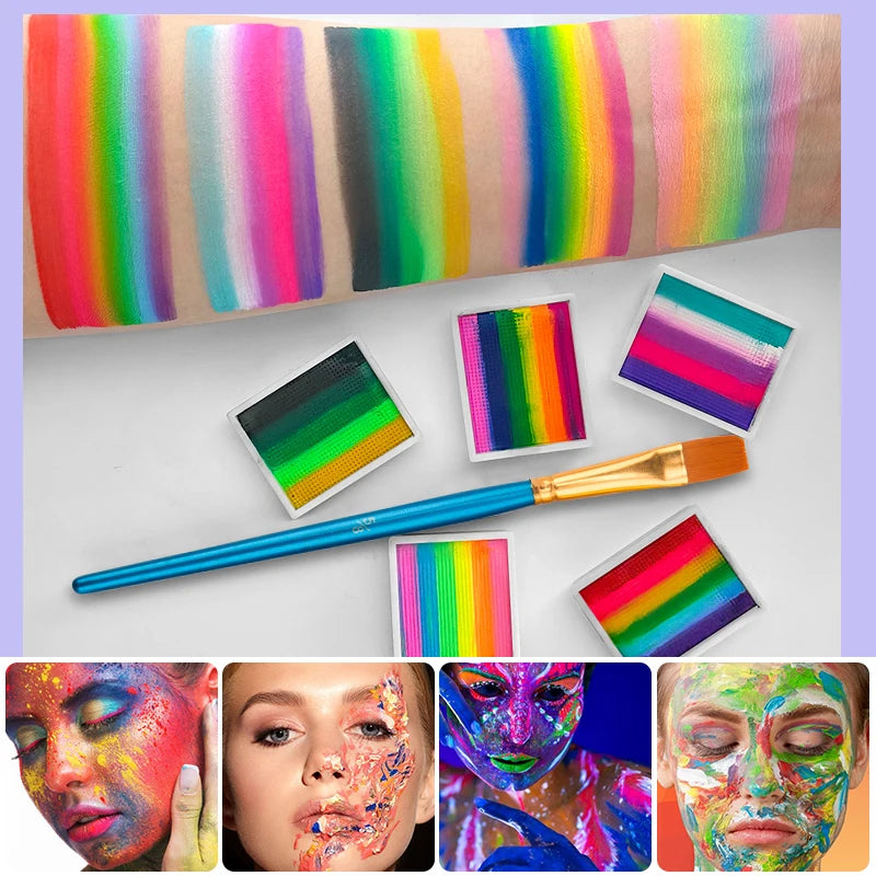 12-Color Water-Soluble Face & Body Paint Kit with Brush Face & Body Paint Kit QXL