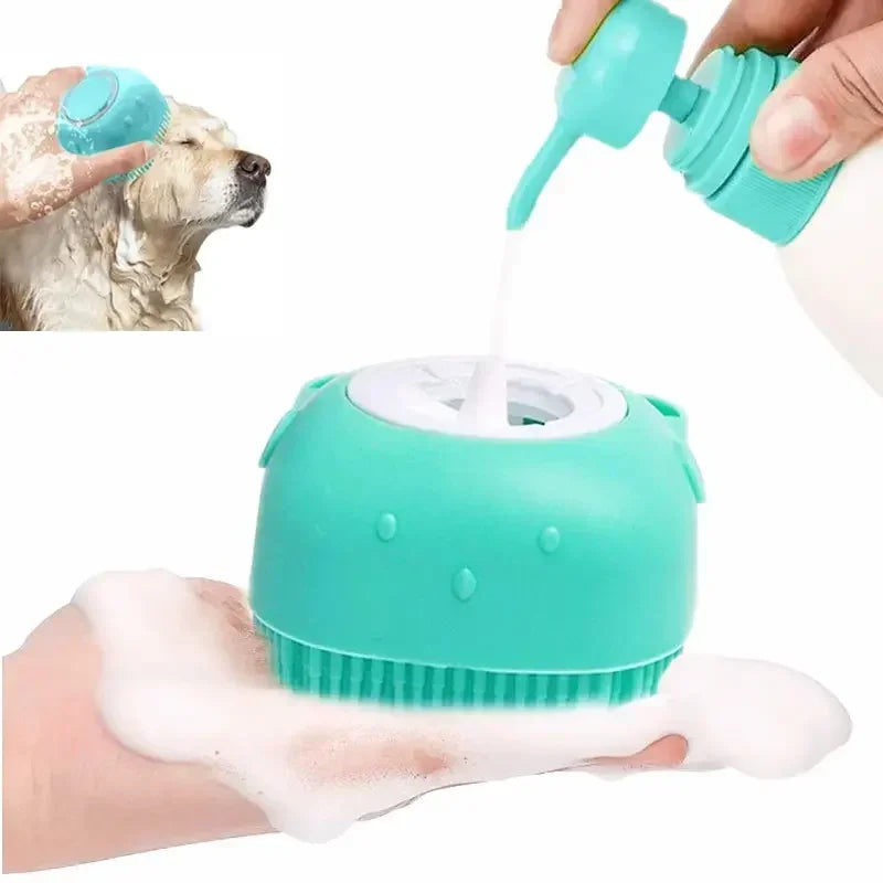 Silicone Pet Bath Brush with Hook | Dogs & Cats Grooming Pet Grooming Brush QXL