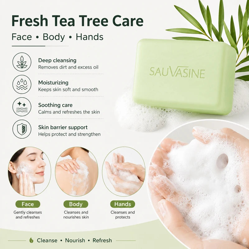 Tea Tree Oil Soap Bar – Deep Cleansing & Moisturizing 100g Cleansing Soap Bar QXL