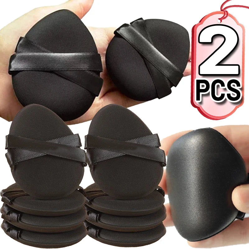 Black PU Leather Air Cushion Puff | Dry & Wet Makeup Applicator Makeup Cushion Puff QXL