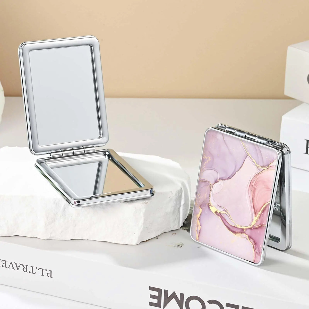 Double-Sided Magnifying Pocket Mirror | Compact Travel Mirror Compact Makeup Mirror QXL