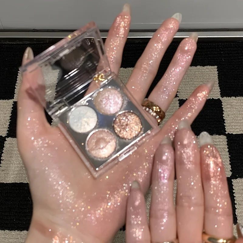 4-Color Baked Eyeshadow & Highlighter Palette | Aurora Shimmer Eyeshadow Palette QXL