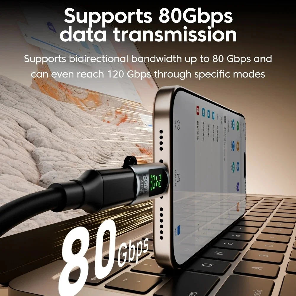 USB4 80Gbps USB-C Adapter | 240W PD 8K 60Hz OTG LED USB-C OTG Adapter QXL