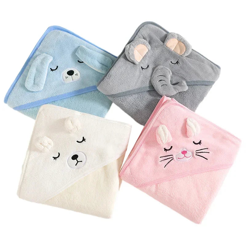 Baby Hooded Towel | Cartoon Animal Swaddle Wrap for Toddlers Baby Hooded Towel QXL