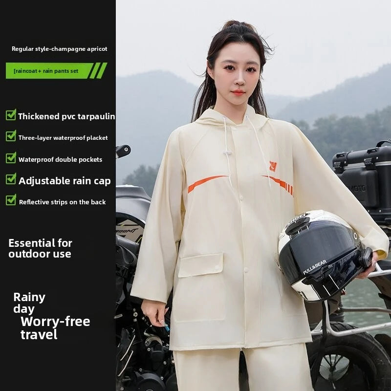 Unisex 2-Piece Waterproof Cycling Rain Suit – Jacket & Pants Cycling Rain Suit QXL WHITE M