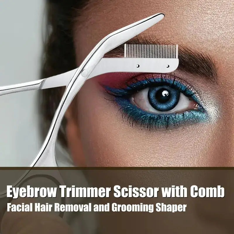 Stainless Steel Eyebrow Trimmer Scissors & Comb Set Eyebrow Trimmer Set QXL